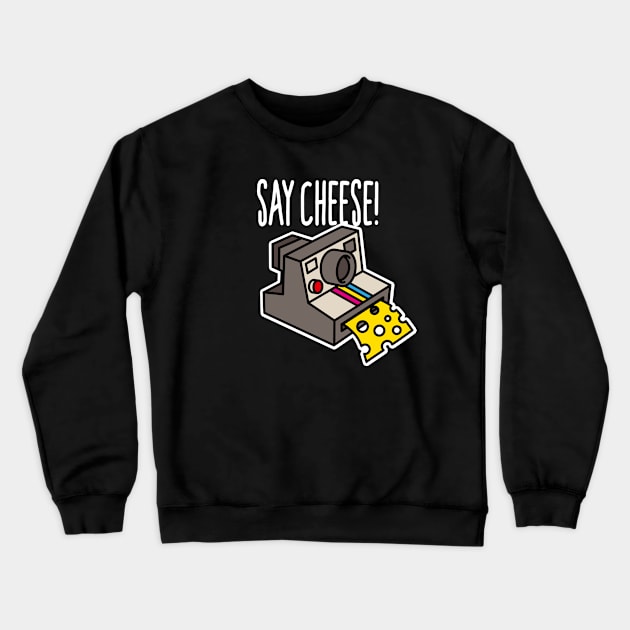 Say cheese funny vintage instant camera cartoon Crewneck Sweatshirt by LaundryFactory